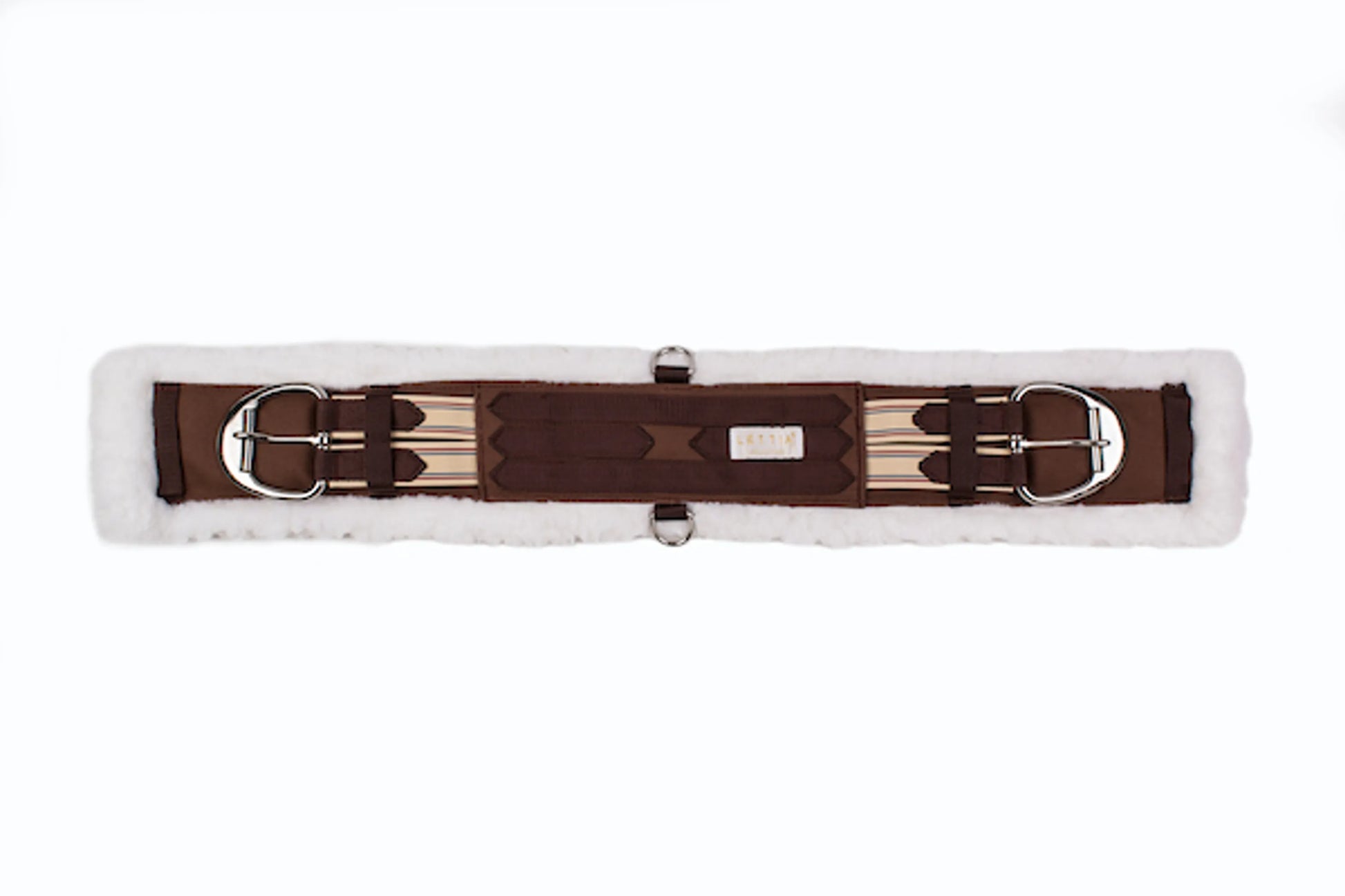 Lettia Western Memory Foam Cinch- 36" with brown straps, metal buckles, and white memory foam padding for horse tack.
