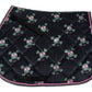 Lettia Skull Design All Purpose Pad with quilted black fabric and pink-trimmed skull and crossbones pattern