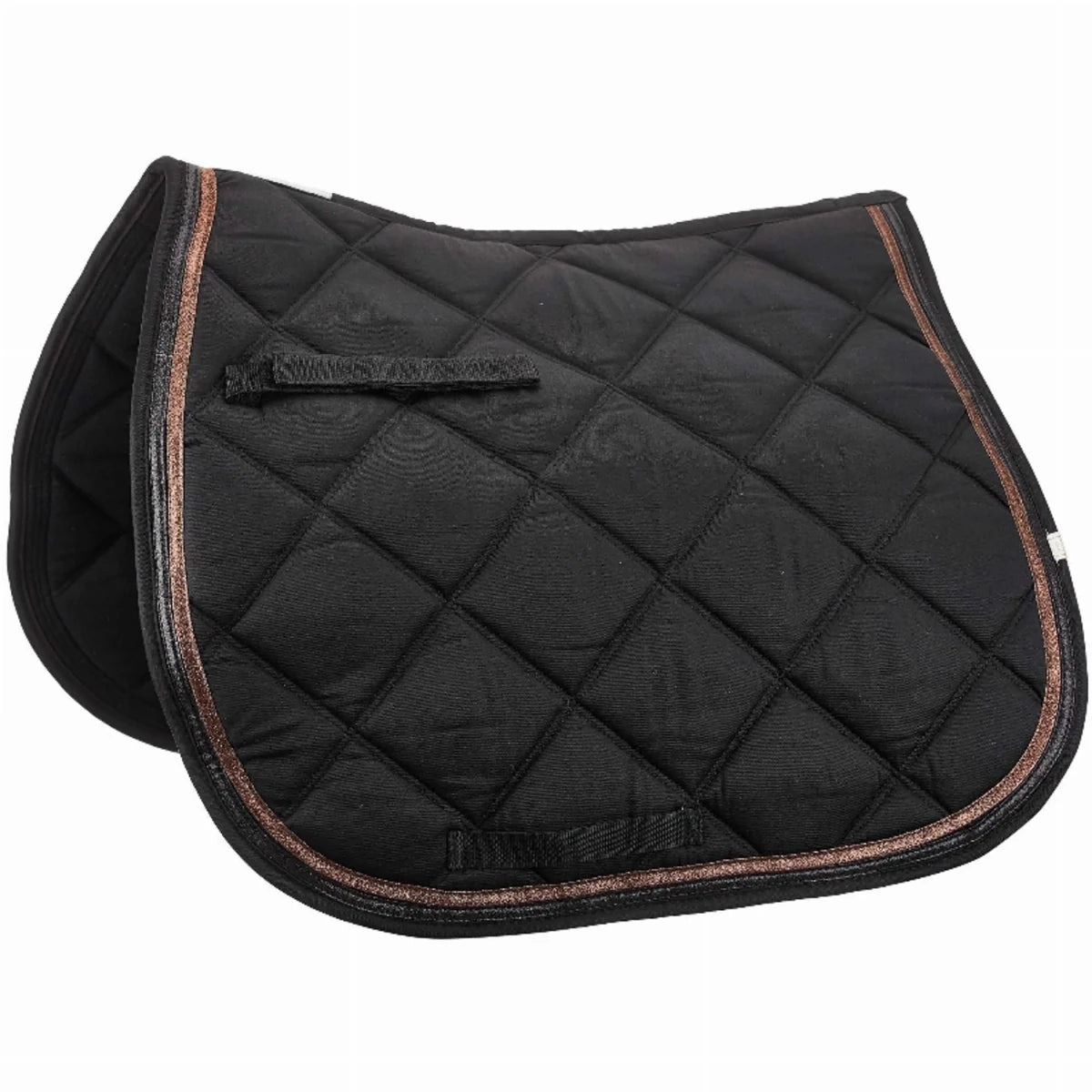 Lettia Rosegold Dressage Pad black quilted horse saddle pad with rose gold trim for equestrian supplies