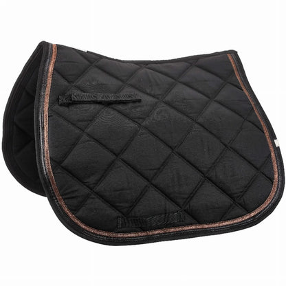 Lettia Rosegold Dressage Pad black quilted horse saddle pad with rose gold trim for equestrian supplies