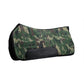 Lettia Western Camo Saddle Pad in green camouflage pattern with black reinforced padding for horse riding comfort