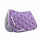 Lettia Thelwell Tongue All Purpose Pad in purple with horse pattern, quilted design for equestrian use