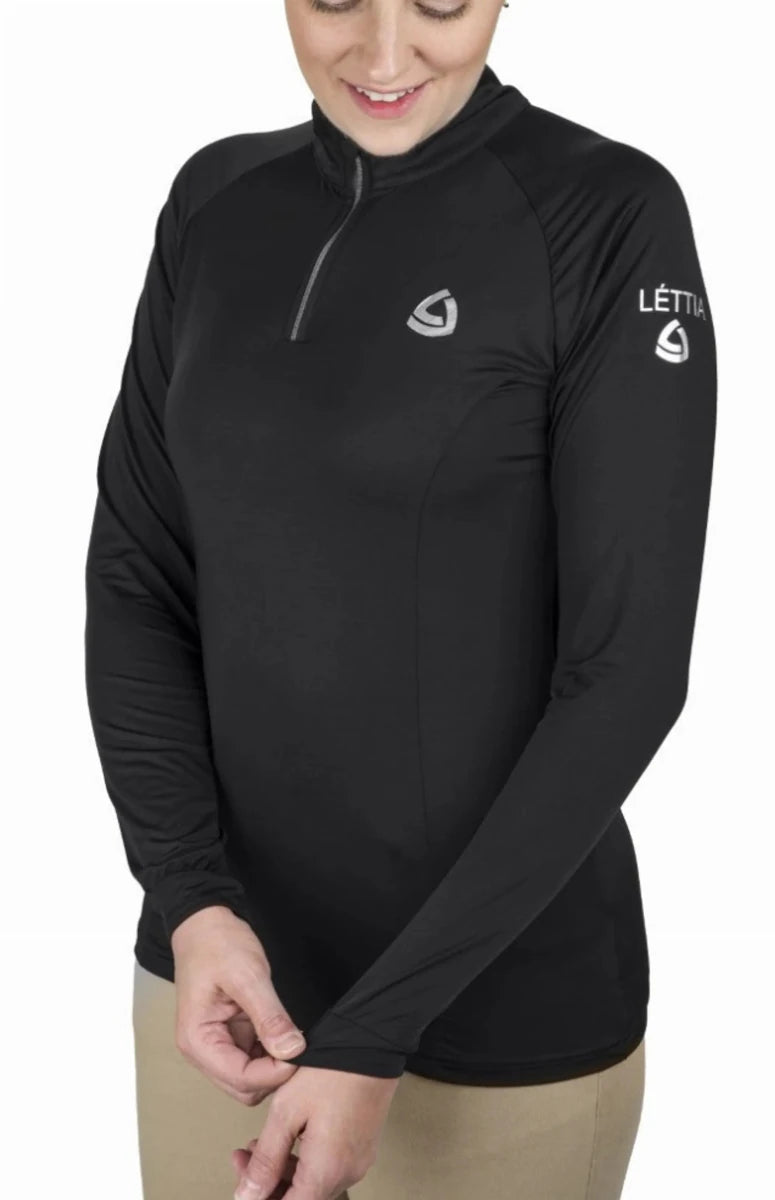 Lettia Women Quarter-Zip Neck UPF 50+ Sun Shirt, Black/1, view 9