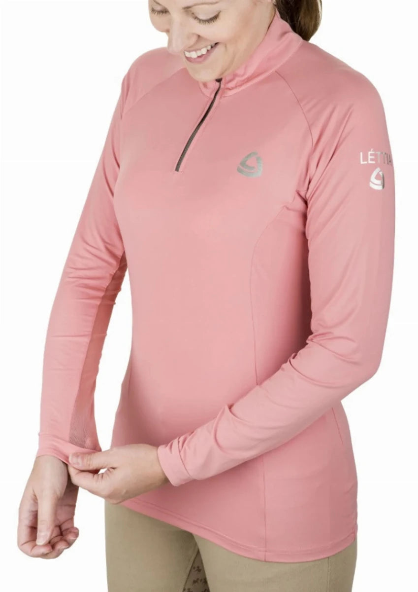 Lettia Women Quarter-Zip Neck UPF 50+ Sun Shirt, Rose/XL, view 20