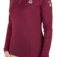 Woman wearing a maroon Lettia Women Quarter-Zip Neck UPF 50+ Sun Shirt standing with hands relaxed.