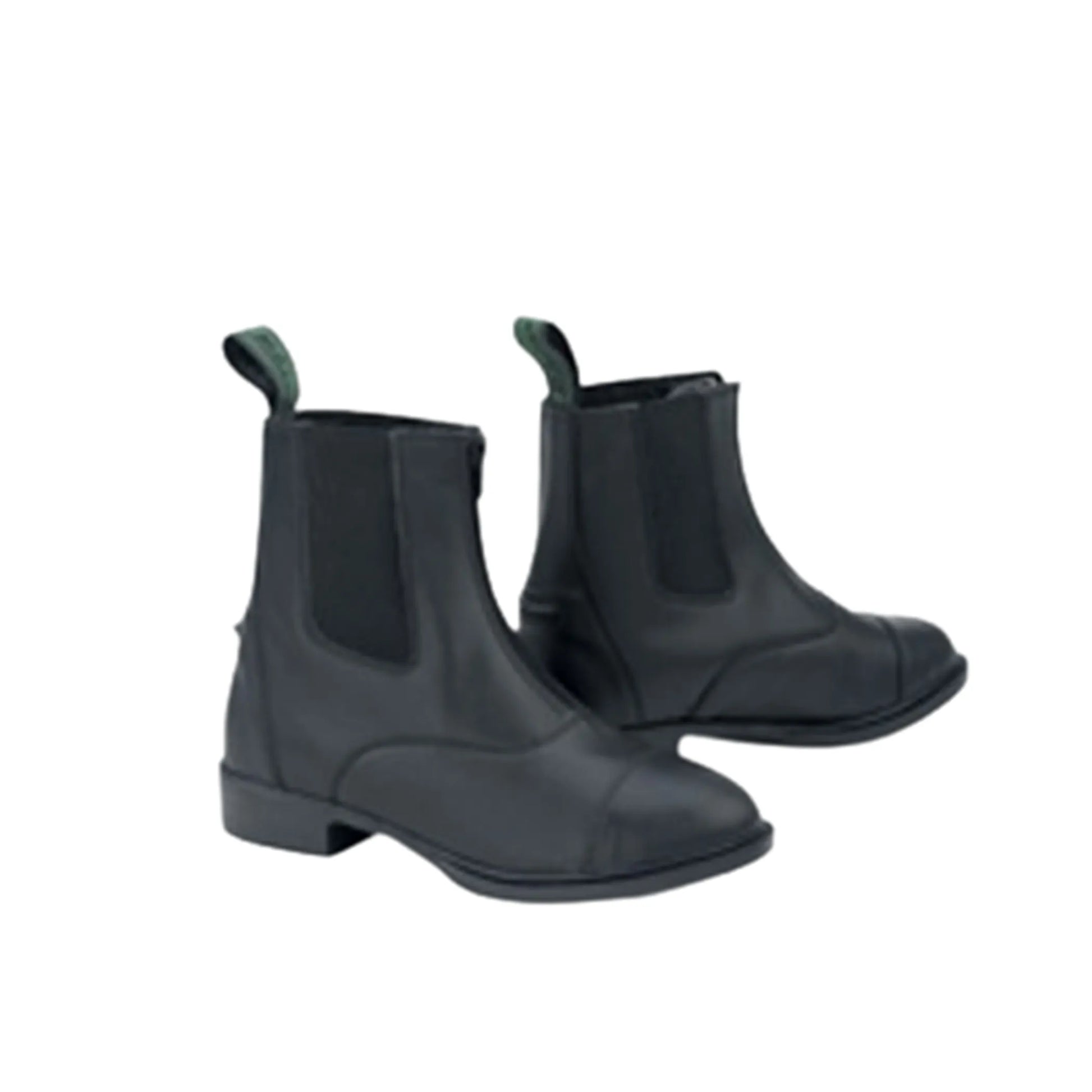 Lettia Ladies Zip Paddock Shoes- Black- 6 classic black equestrian boots with side elastic panels and back pull tabs