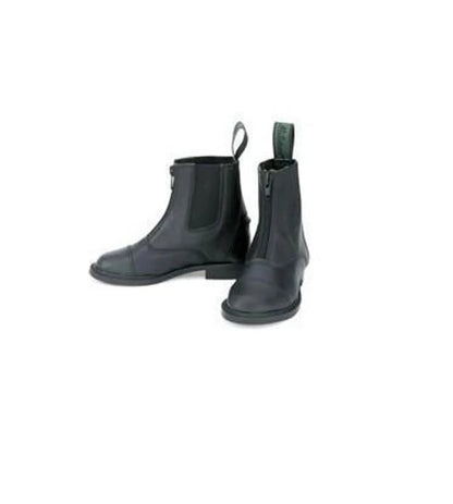 Black leather Lettia Children's Paddock Boots with elastic side panels and pull tabs for easy wear.
