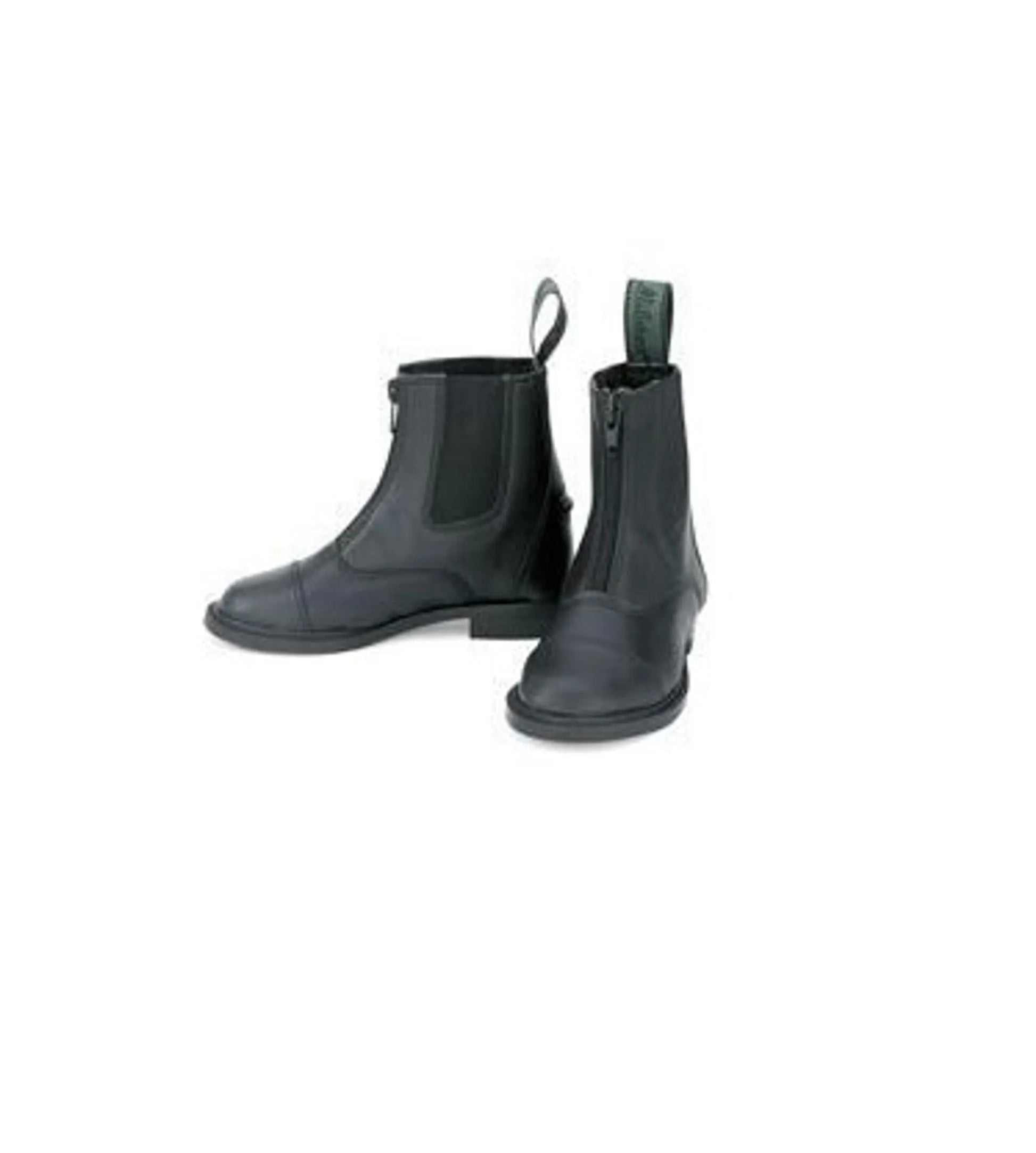 Lettia Children's Paddock Shoes- Black- 13, black leather ankle boots with side elastic panels and pull tabs