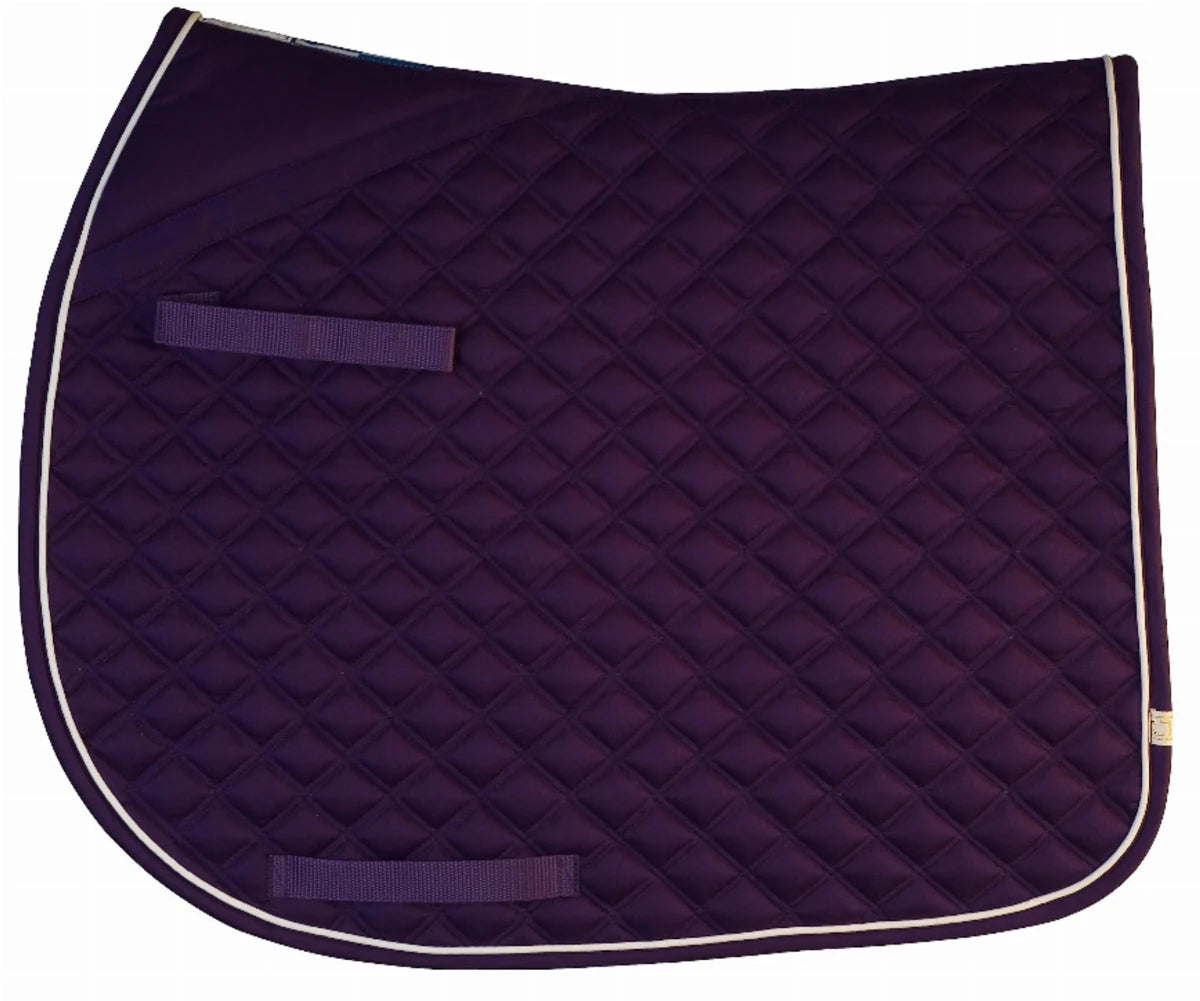 Lettia CoolMax ProSeries All Purpose Pad in deep purple quilted fabric with white trim for horse saddles