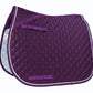 Lettia CoolMax ProSeries Dressage Pad in purple with quilted design and white trim, ideal for equestrian use.