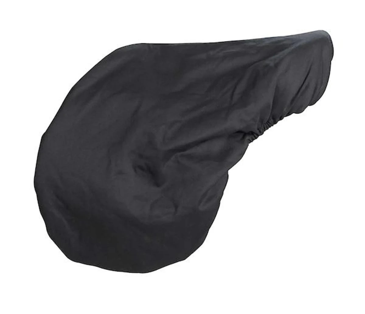 Black protective fabric cover designed specifically to fit a Lettia Dressage Saddle Cover for equestrian use.