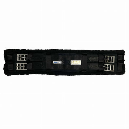 Lettia Coolmax Dressage Girth in black with double stainless steel buckles and padded design for horse comfort