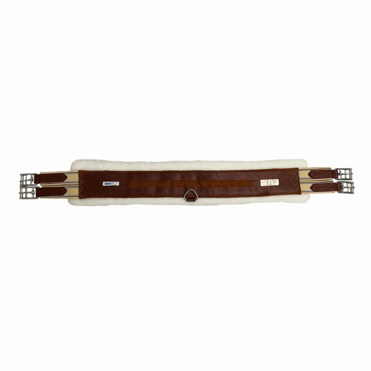 Lettia CoolMax Fleece Lined Girth with brown leather and soft fleece padding for equestrian use