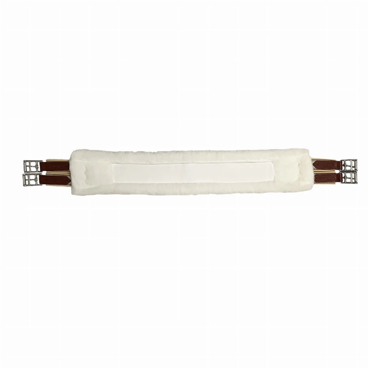 Lettia CoolMax Fleece Lined Girth with soft white fleece padding and adjustable buckles, ideal for horse tack.