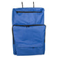 Blue fabric TuffRider Portable Hanging Tack Carrier Bag with multiple zippered compartments and hooks for hanging.