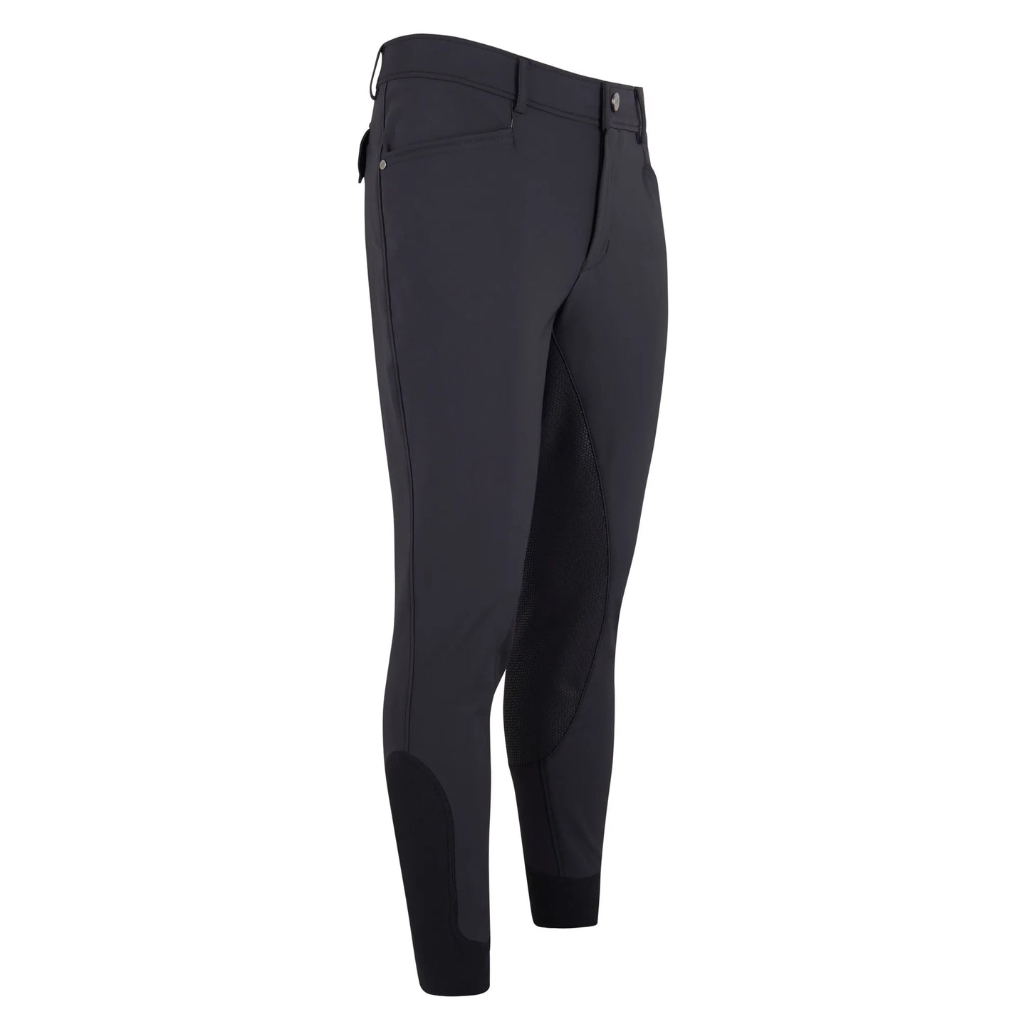 Black equestrian pants designed for comfort and grip, named Euro-Star Riding Breeches ESCamillo FullGrip-White-46.