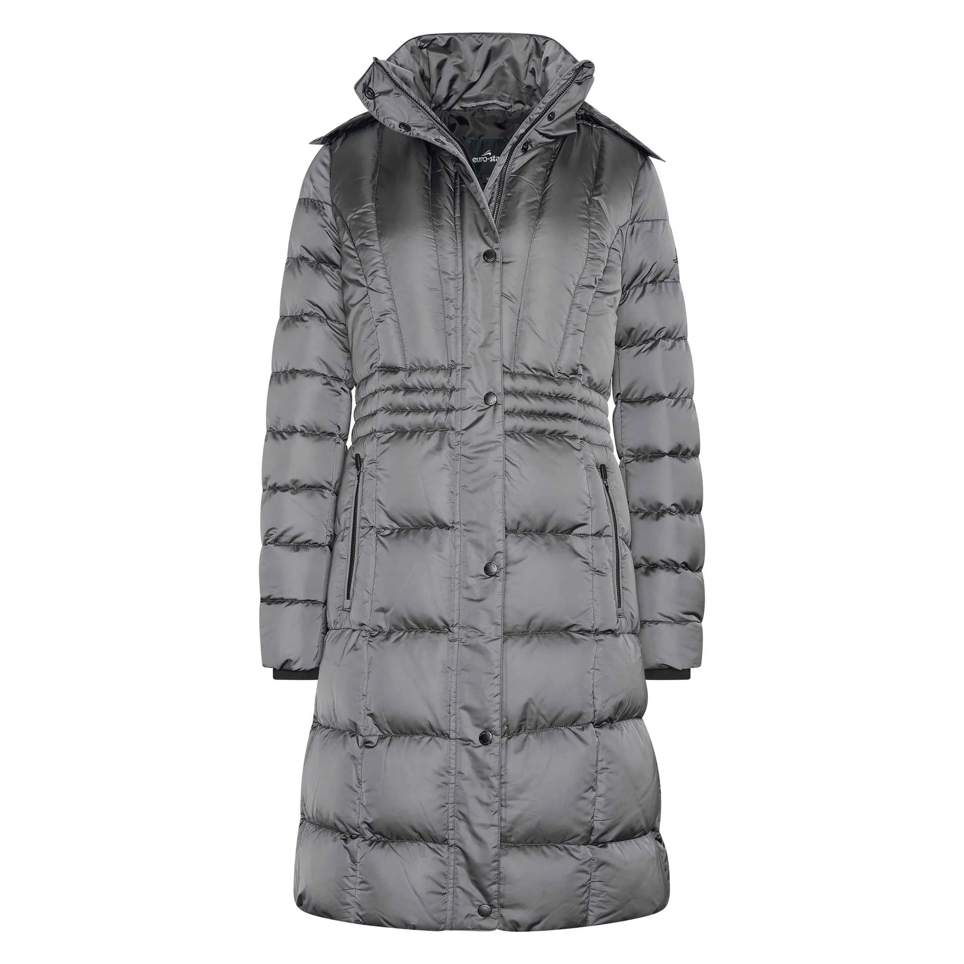 Euro-Star Parka ESFerrera-Magnet Grey-2XL long padded winter coat with high collar and front pockets, stylish warm wear.
