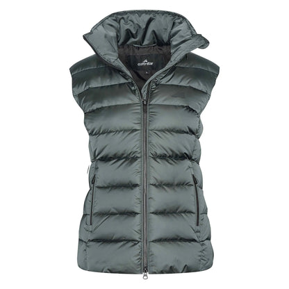 Euro-Star Bodywarmer ESCara-Dark Castor-S sleeveless quilted vest with high collar and front zipper closure