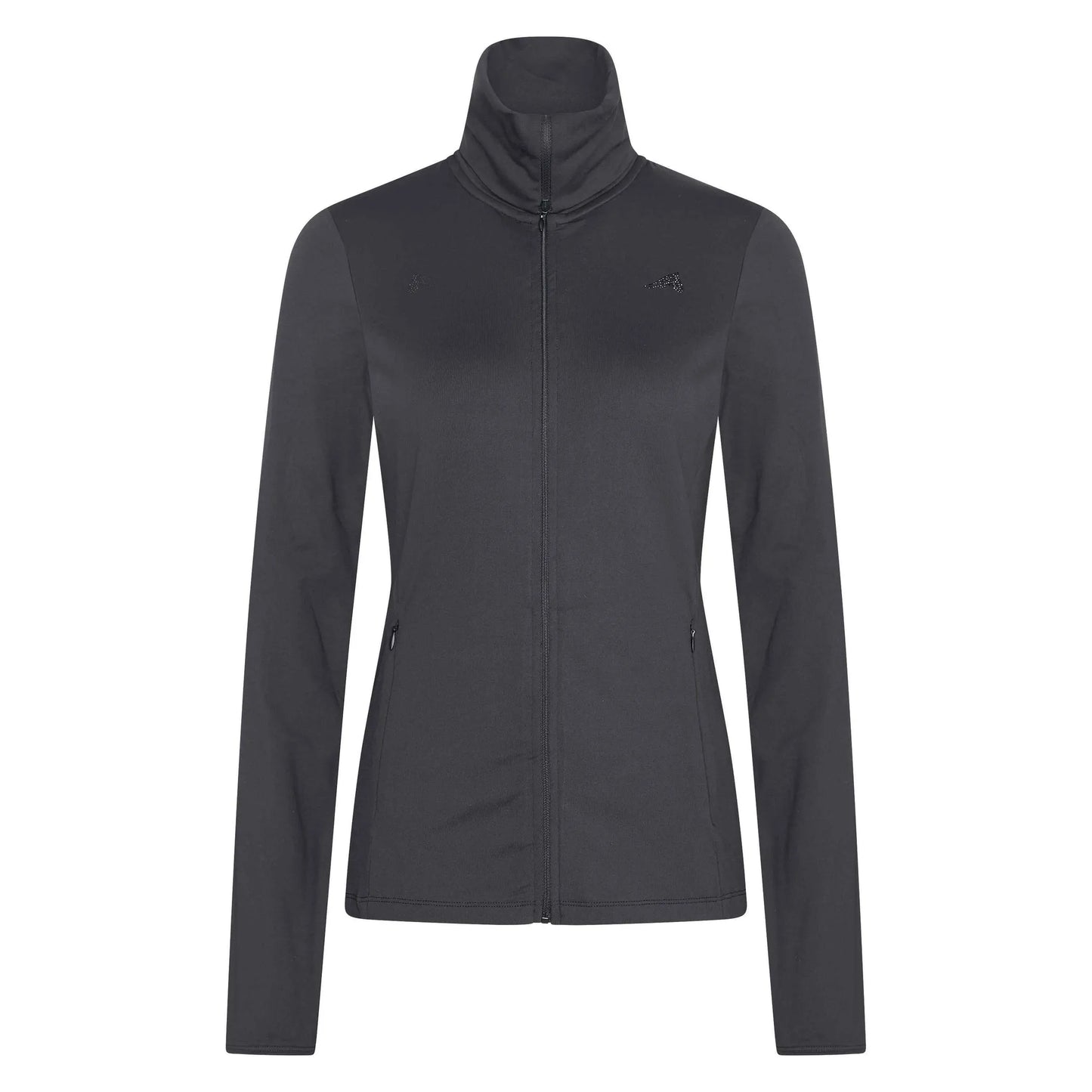 Euro-Star Sweat Jacket ESElena-Black-L with full zip and high collar for a sleek, comfortable fit.