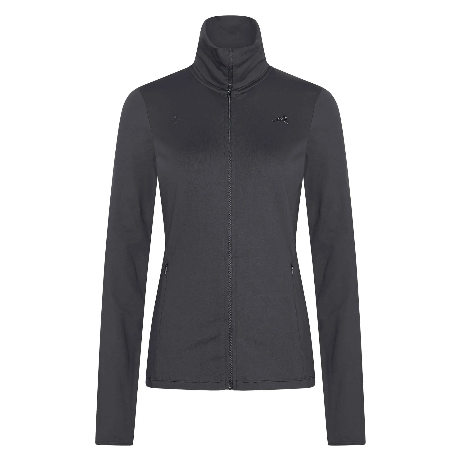 Euro-Star Sweat Jacket ESElena-Black-L plain black zip-up jacket with high collar and long sleeves for outdoor wear