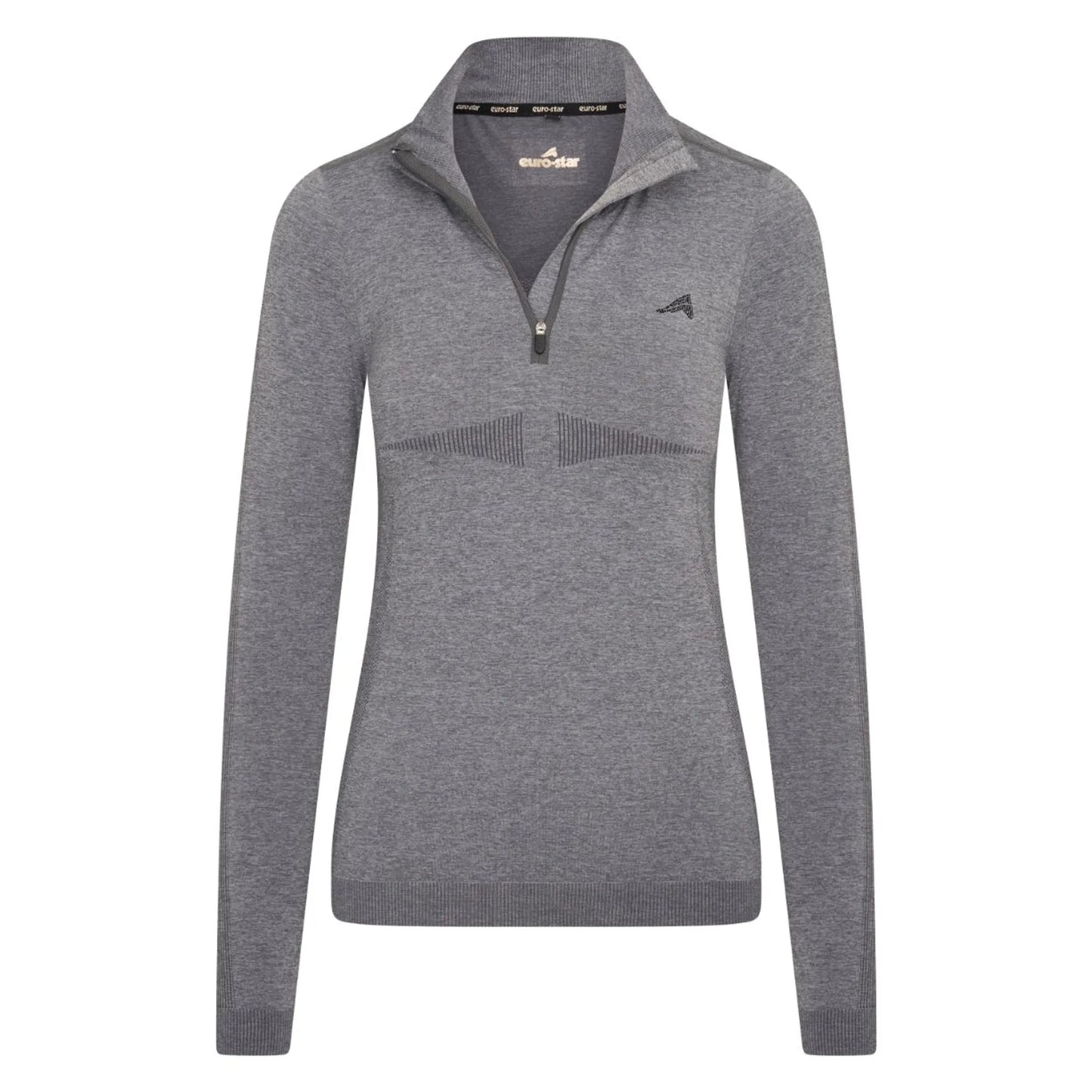 Euro-Star Half Zip Top ESMaggy-Magnet Melange-L in grey with long sleeves and a stand collar zipper front design