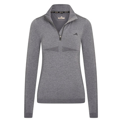 Euro-Star Half Zip Top ESMaggy-Magnet Melange-L in grey with long sleeves and a stand collar zipper front design