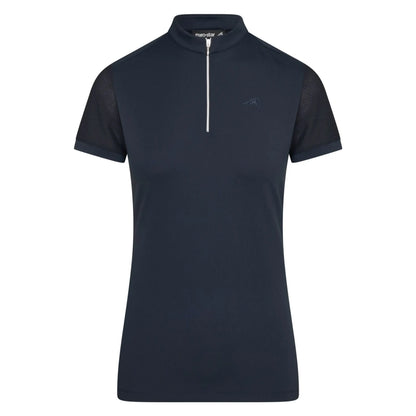 Euro-Star ES Valentina Half-Zip Top-Navy-2XL with short mesh sleeves and front zipper for comfort and style