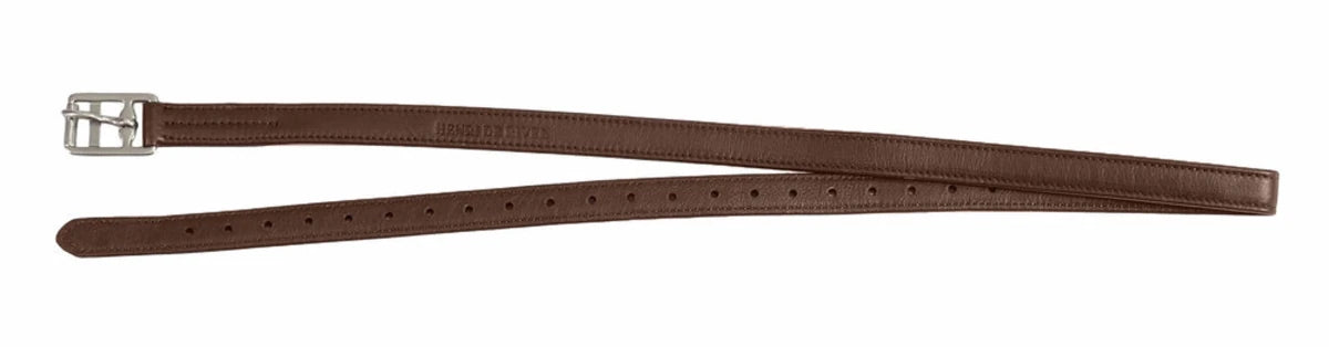 Triple Covered Stirrup Leathers - Premium English Saddle Stirrup Straps in brown leather with metal buckle, equestrian supplies