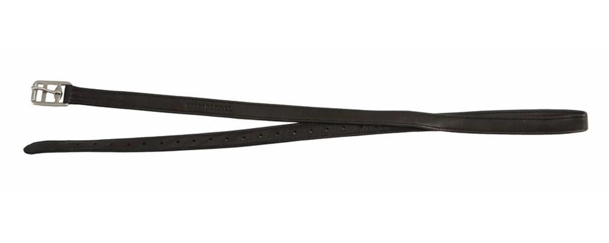 Triple Covered Stirrup Leathers - Premium English Saddle Stirrup Straps in dark brown leather with silver buckle for horse tack.