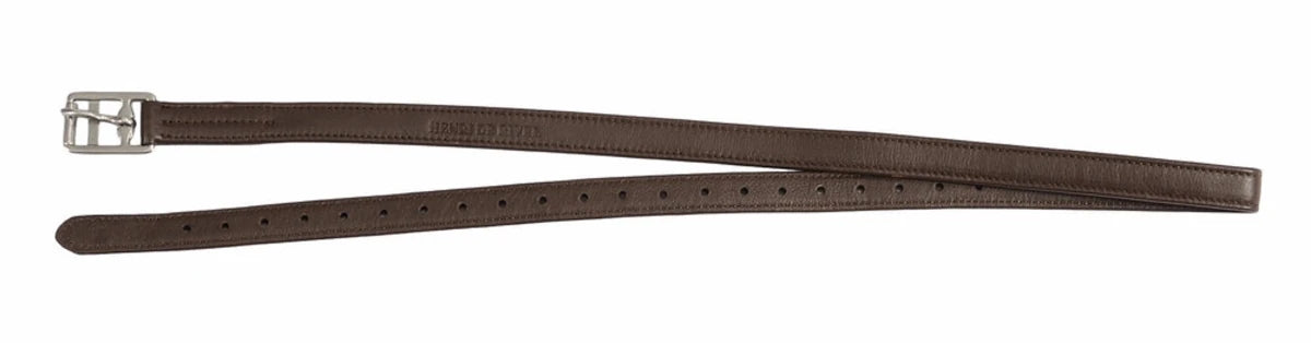 Triple Covered Stirrup Leathers - Premium English Saddle Stirrup Straps in dark brown leather with metal buckle for equestrian use
