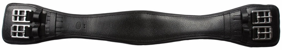 Dressage Girth - Contoured Leather Girth with Elastic Inset, Black/32, view 6