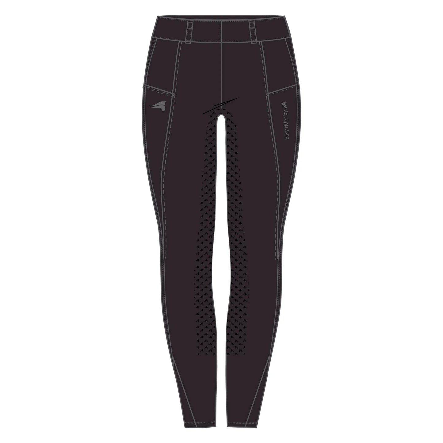 Easy Rider Riding Tights ERDon FullGrip-Black Rose-32 sleek black equestrian riding tights with full grip panels for stability