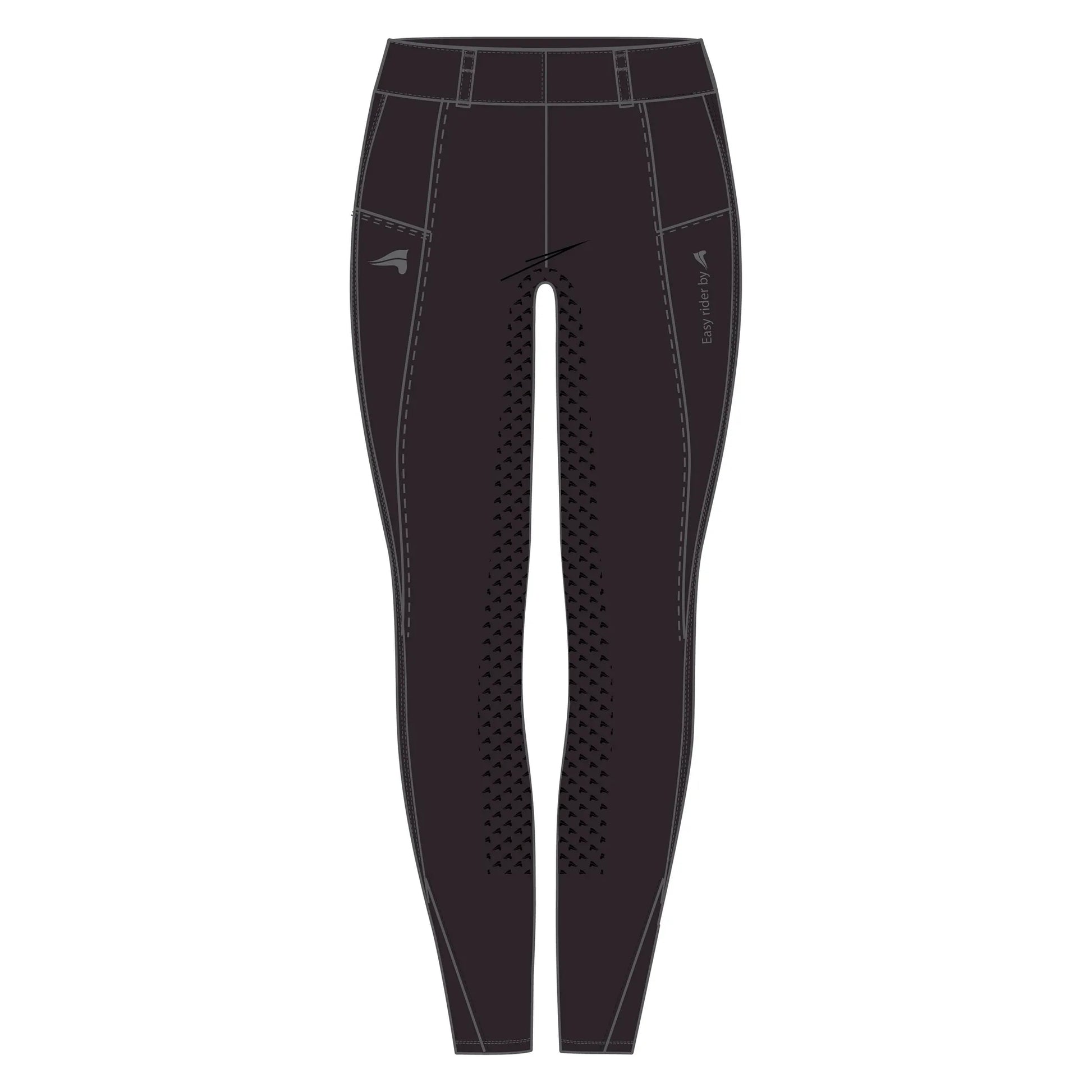 Easy Rider Riding Tights ERDon FullGrip-Black Rose-32 sleek black equestrian riding tights with full grip panels for stability