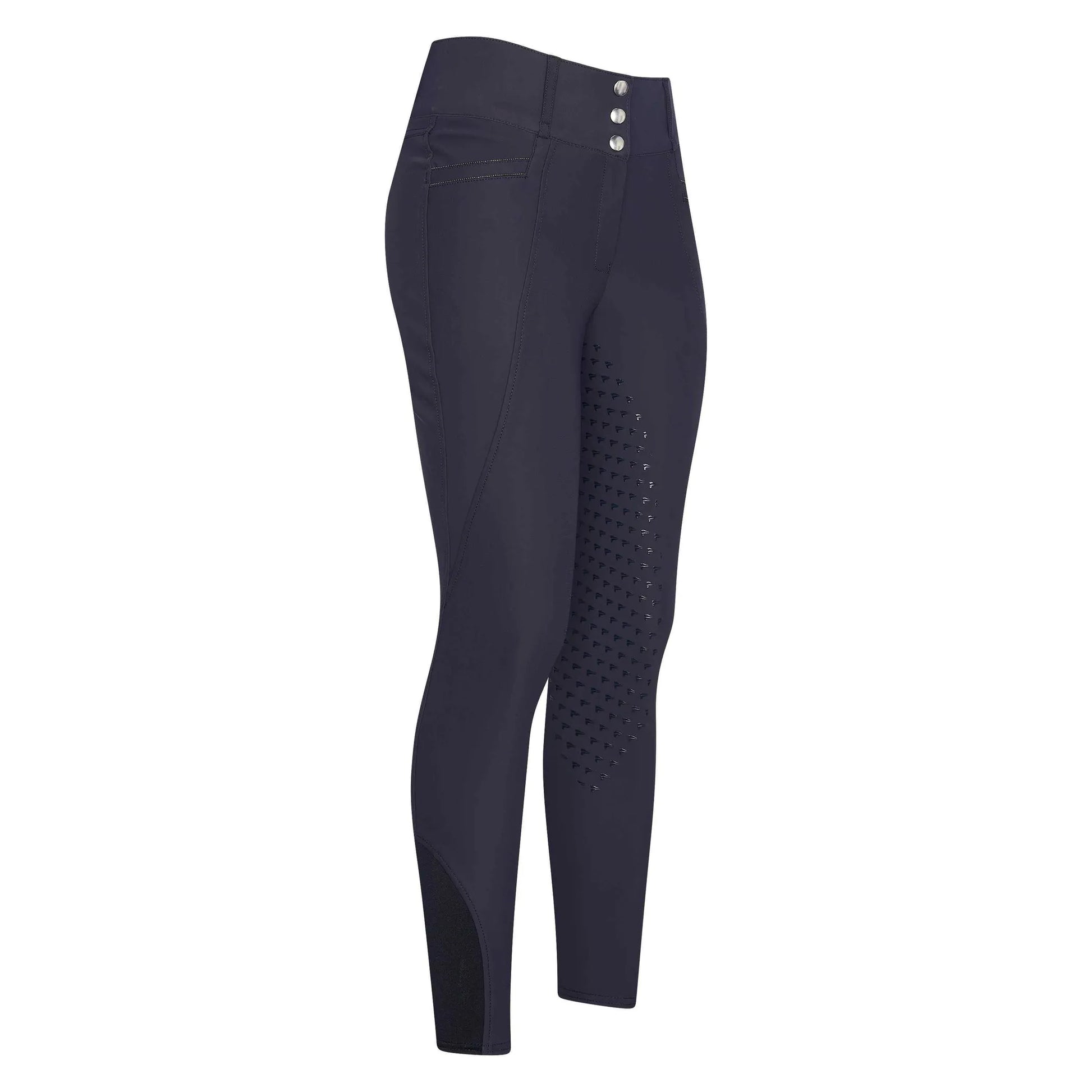 Easy Rider Riding Breeches ERAmara FullGrip-White-32 shown in black with grip patches, ideal equestrian apparel from PetsPerfect online pet store.