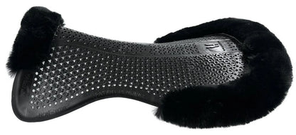 Horsena Back Balance Gel Pad (8-23 Mm) W/Rolled Edge Eco-Sheepskin- Jumping-Black with black sheepskin edges