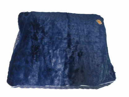 Halo Natasha Rectangular Dog Bed - Quilted Plush Pet Bed with Removable Machine Washable Cover in navy blue plush material