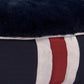 Close-up of fabric texture and color block detailing on Round Dog Bed - Preppy Color Block Bed with Removable Washable Cover