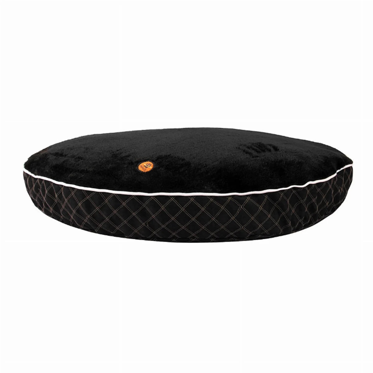 Round Dog Bed - Quilted Plush Bed with Removable Washable Cover in black with cushioned comfort for pets