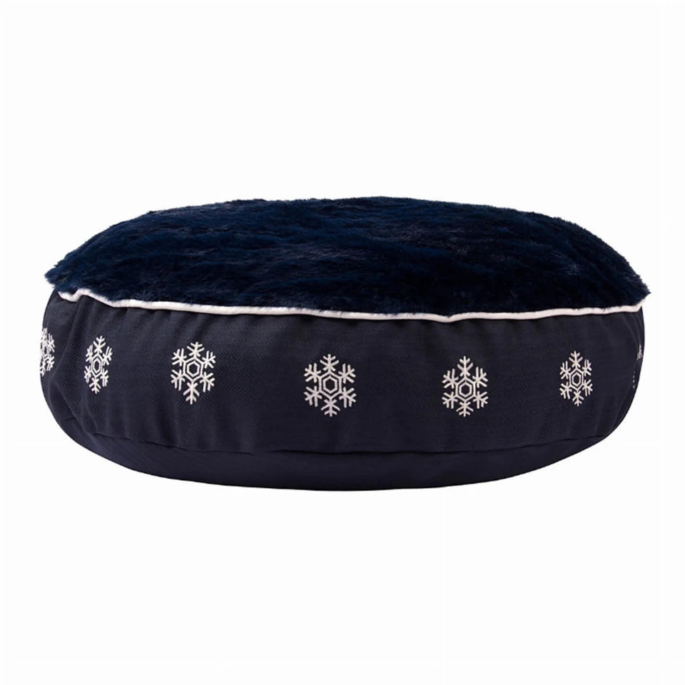 Halo Snowflake Round Dog Bed, Ec navy/1