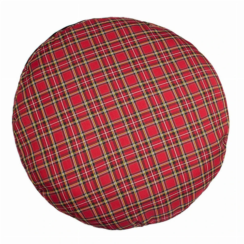 Round Dog Bed - Plush Red Plaid Cuddler Bed with Removable Washable, view 4
