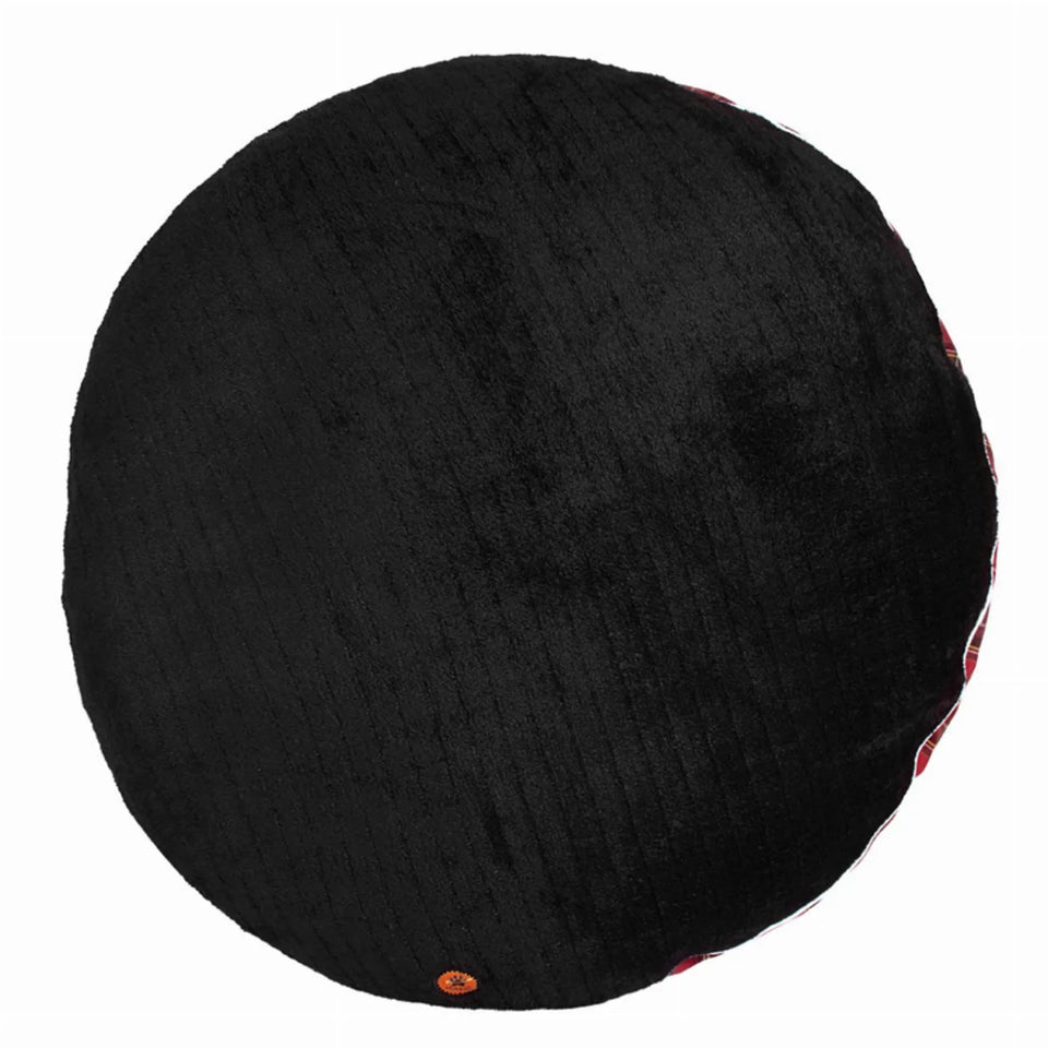 Round Dog Bed - Plush Red Plaid Cuddler Bed with Removable Washable, view 5