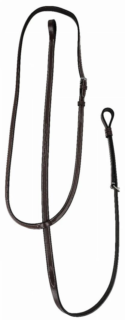 Henri de Rivel Pro Raised Fancy Stitched Standing Martingale in dark leather with detailed white stitching for equestrian use
