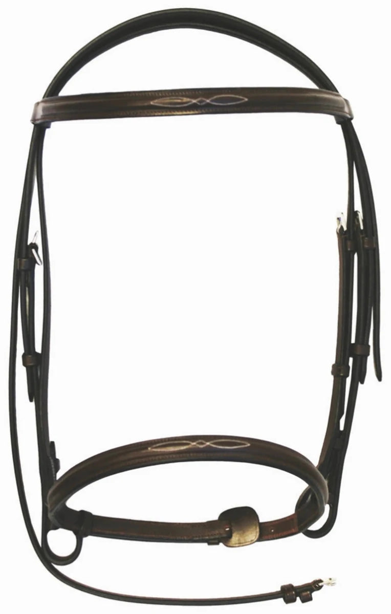 Fancy Raised Bridle - Economical Leather Bridle with Laced Reins, Havana/HORSE, view 6