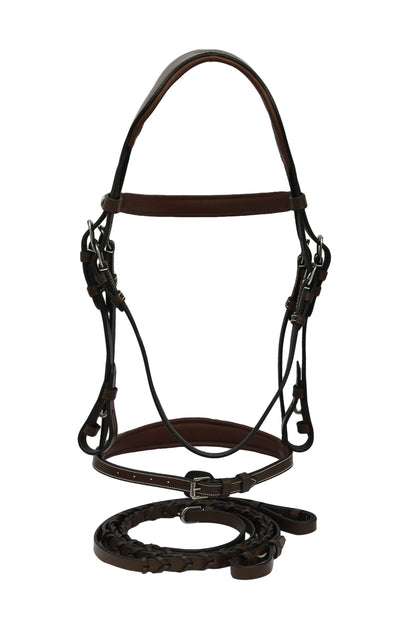 Henri de Rivel Pro Mono-Crown Padded Wide Noseband Bridle - Australian Nut - Cob horse tack pet supplies