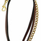 Henri de Rivel Pro Collection Leather Lead with Solid Brass Chain featuring rich brown leather and durable brass hardware for horse tack use