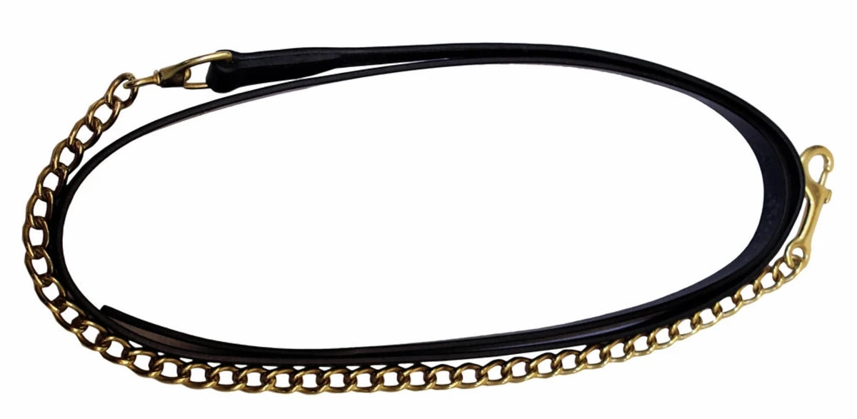 Henri de Rivel Pro Collection Leather Lead with Solid Brass Chain designed for durable and stylish equestrian use
