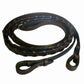 Henri de Rivel Advantage Extra Long Flat Laced Reins made of dark brown leather for horse riding and equestrian supplies