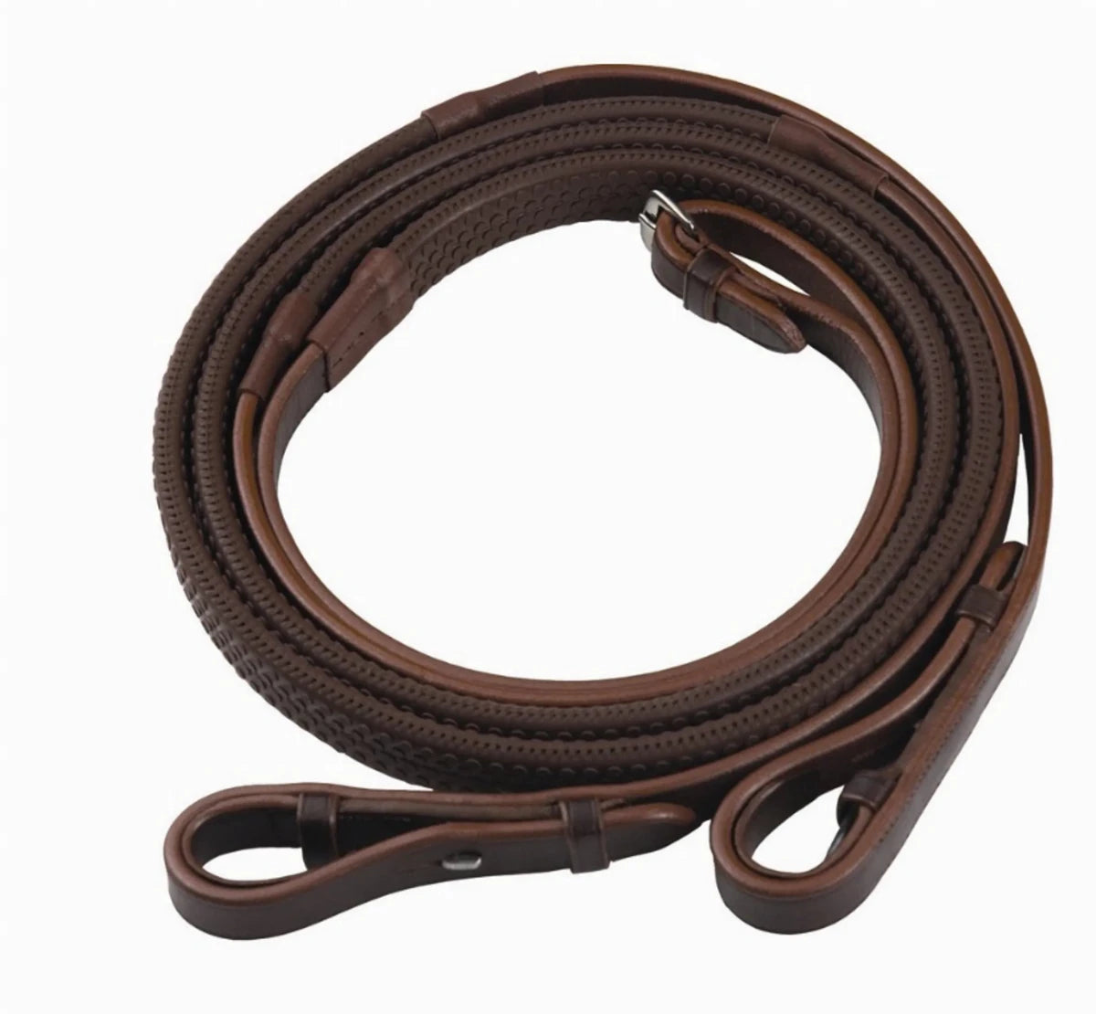 Henri de Rivel Advantage Rubber Reins in brown, durable horse reins for equestrian supplies and pet products.