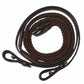 Henri de Rivel Advantage Plaited Reins in dark brown leather for horse tack and equestrian supplies.