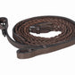 Henri de Rivel Advantage Plaited Reins in brown leather with braided detailing for equestrian use